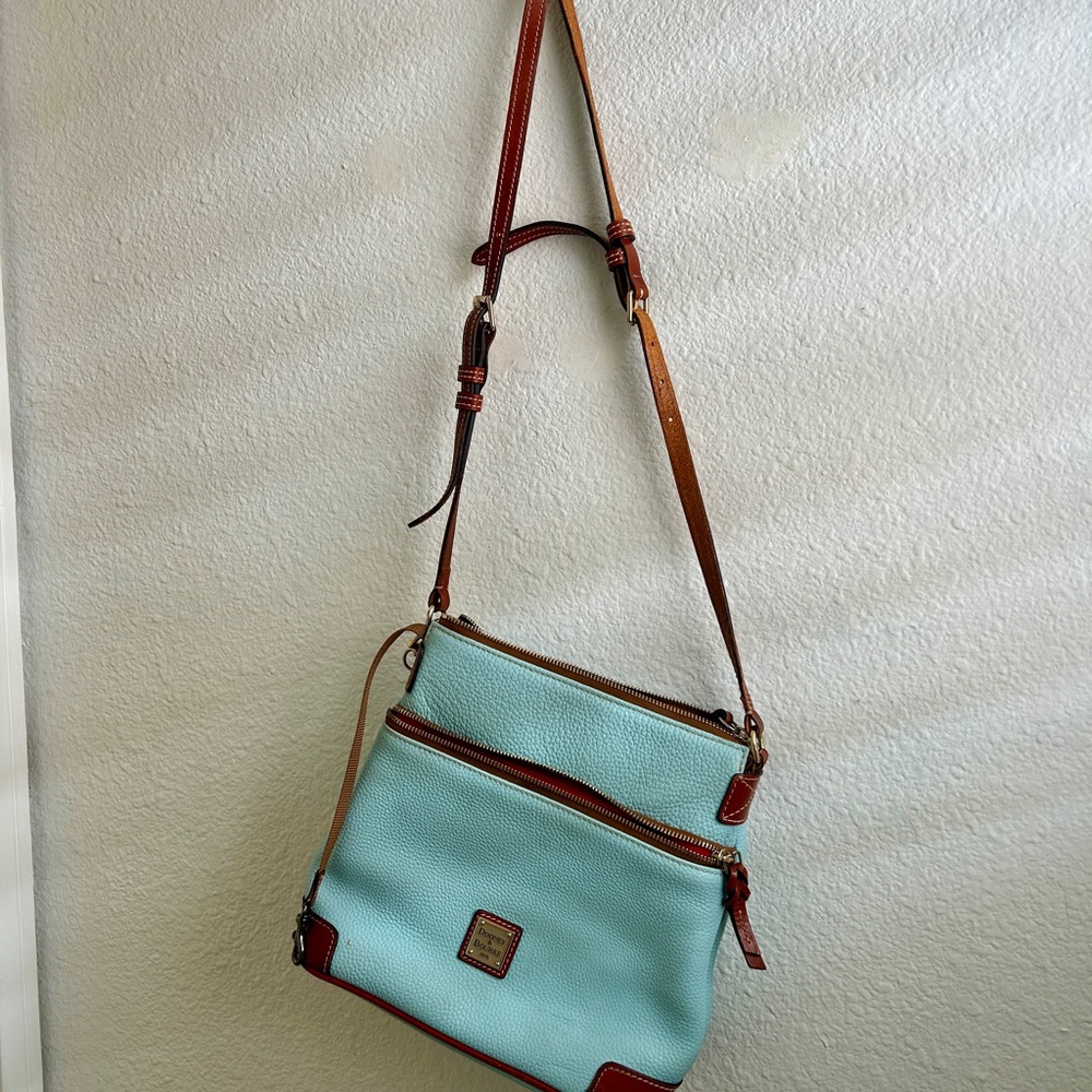 Dooney & Bourke Light Blue and Brown Crossbody Bag